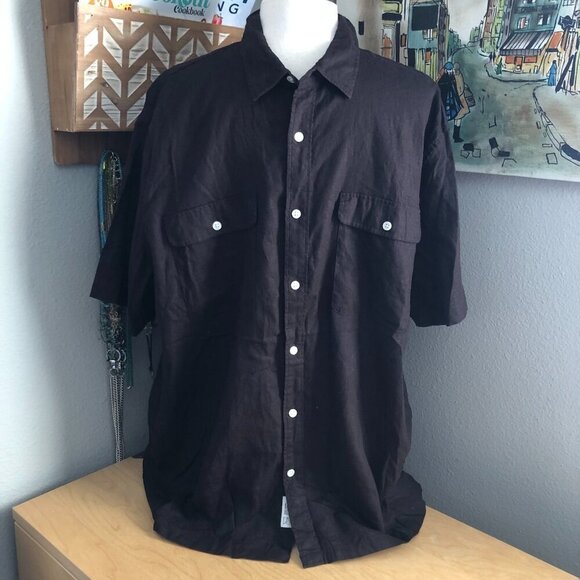 Frank and Oak Hemp Blend Short Sleeve Camp Shirt - Organic Cotton Pockets NEW - Picture 3 of 9
